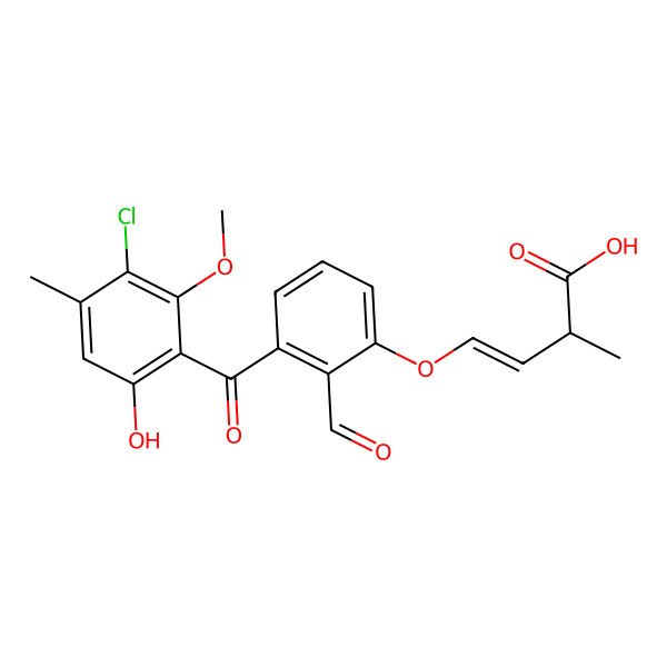 2D Structure of 4-[3-(3-Chloro-6-hydroxy-2-methoxy-4-methylbenzoyl)-2-formylphenoxy]-2-methylbut-3-enoic acid