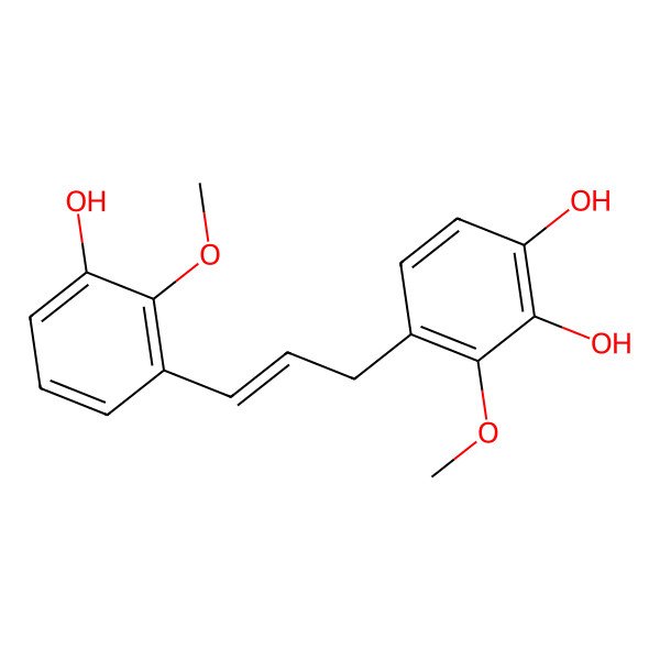 2D Structure of 4-[3-(3-Hydroxy-2-methoxyphenyl)prop-2-enyl]-3-methoxybenzene-1,2-diol