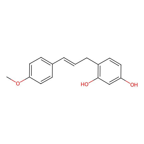 2D Structure of 4-[3-(4-Methoxyphenyl)prop-2-enyl]benzene-1,3-diol