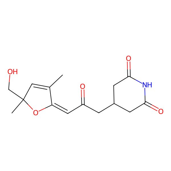 2D Structure of 4-[3-[5-(Hydroxymethyl)-3,5-dimethylfuran-2-ylidene]-2-oxopropyl]piperidine-2,6-dione