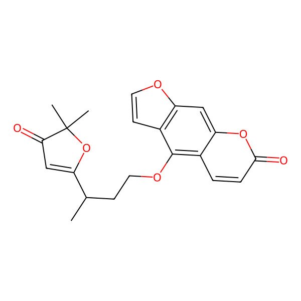 2D Structure of 4-(3-(5,5-Dimethyl-4-oxo-4,5-dihydro-2-furanyl)butoxy)-7H-furo[3,2-g]chromen-7-one