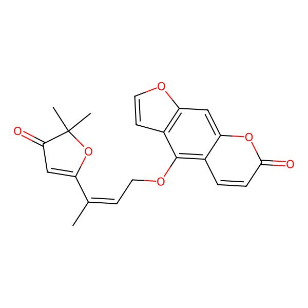 2D Structure of 4-[3-(5,5-Dimethyl-4-oxofuran-2-yl)but-2-enoxy]furo[3,2-g]chromen-7-one