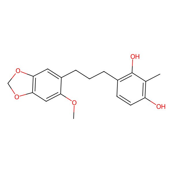 2D Structure of 4-[3-(6-Methoxy-1,3-benzodioxol-5-yl)propyl]-2-methylbenzene-1,3-diol