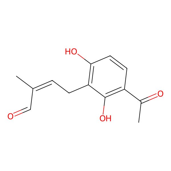 2D Structure of 4-(3-Acetyl-2,6-dihydroxyphenyl)-2-methylbut-2-enal