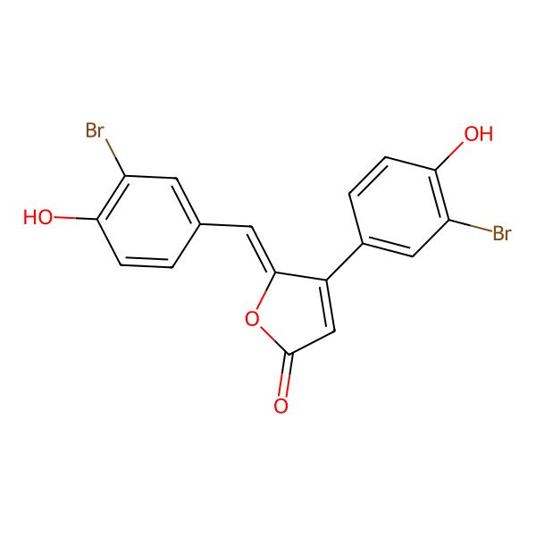 2D Structure of 4-(3-Bromo-4-hydroxyphenyl)-5-[(3-bromo-4-hydroxyphenyl)methylidene]furan-2-one