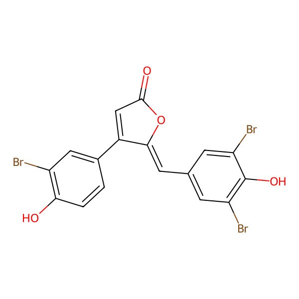 2D Structure of 4-(3-Bromo-4-hydroxyphenyl)-5-[(3,5-dibromo-4-hydroxyphenyl)methylidene]furan-2-one
