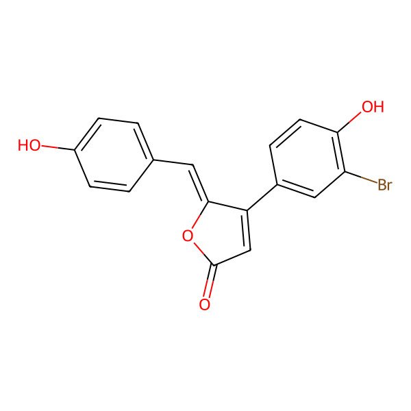 2D Structure of 4-(3-Bromo-4-hydroxyphenyl)-5-[(4-hydroxyphenyl)methylidene]furan-2-one