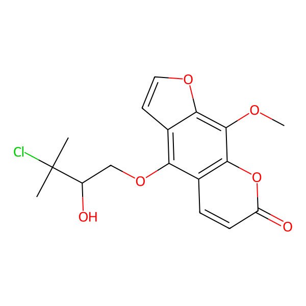 2D Structure of 4-(3-Chloro-2-hydroxy-3-methylbutoxy)-9-methoxyfuro[3,2-g]chromen-7-one