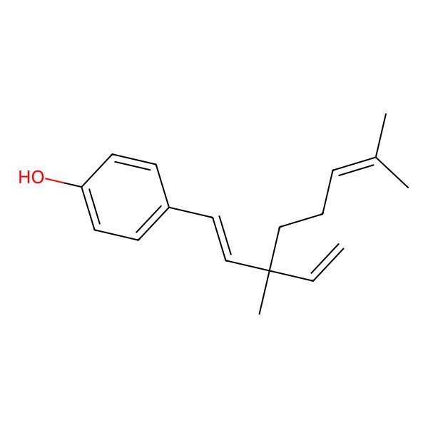 2D Structure of 4-(3-Ethenyl-3,7-dimethylocta-1,6-dienyl)phenol 2D Structure of 4-(3-Ethenyl-3,7-dimethylocta-1,6-dienyl)phenol