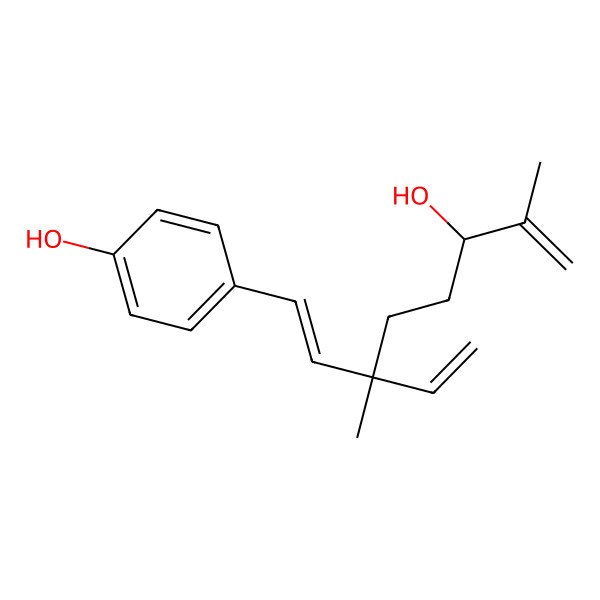 2D Structure of 4-(3-Ethenyl-6-hydroxy-3,7-dimethylocta-1,7-dienyl)phenol