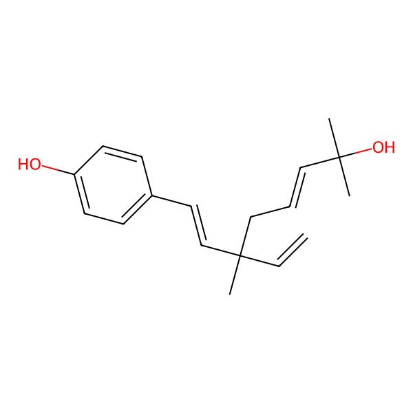 2D Structure of 4-(3-Ethenyl-7-hydroxy-3,7-dimethylocta-1,5-dienyl)phenol