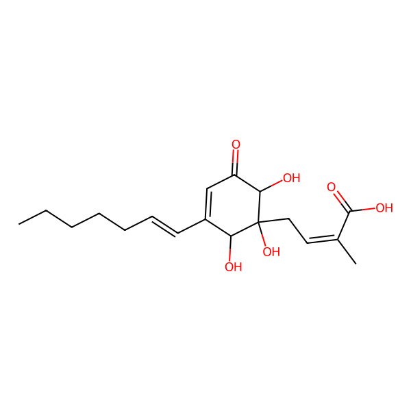2D Structure of 4-(3-Hept-1-enyl-1,2,6-trihydroxy-5-oxocyclohex-3-en-1-yl)-2-methylbut-2-enoic acid