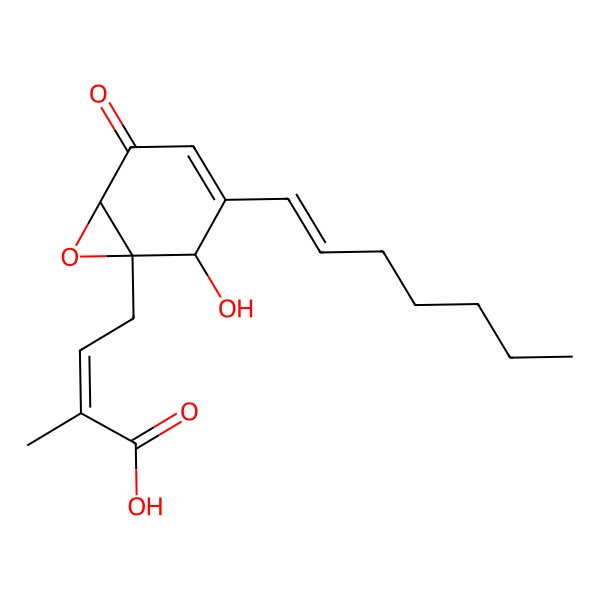 2D Structure of 4-(3-Hept-1-enyl-2-hydroxy-5-oxo-7-oxabicyclo[4.1.0]hept-3-en-1-yl)-2-methylbut-2-enoic acid