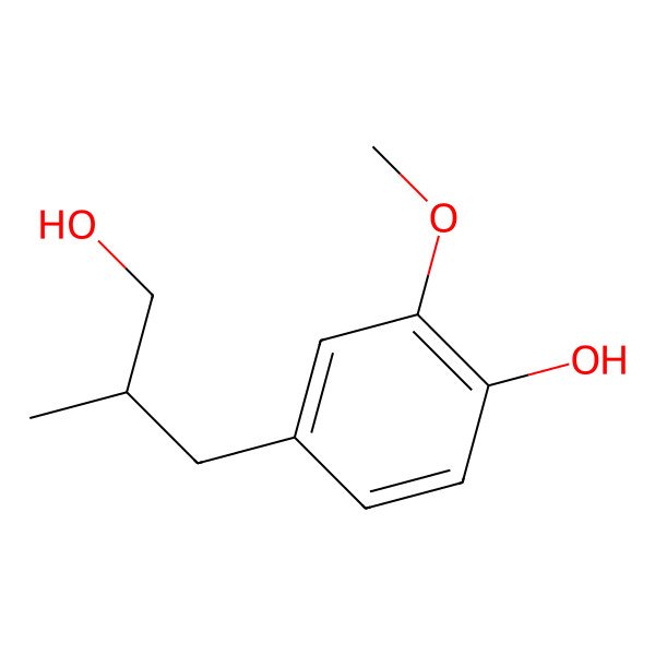 2D Structure of 4-(3-Hydroxy-2-methylpropyl)-2-methoxyphenol 2D Structure of 4-(3-Hydroxy-2-methylpropyl)-2-methoxyphenol