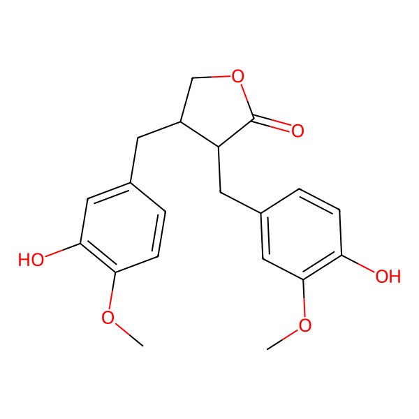 2D Structure of 4-[(3-Hydroxy-4-methoxyphenyl)methyl]-3-[(4-hydroxy-3-methoxyphenyl)methyl]oxolan-2-one