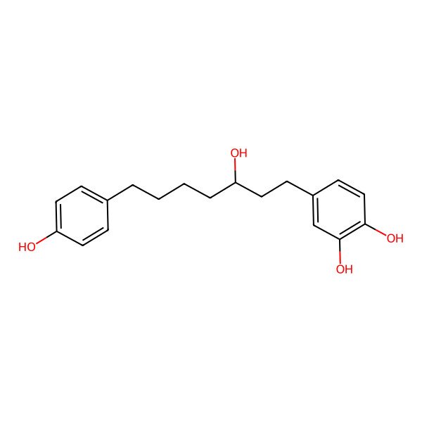 2D Structure of 4-[3-Hydroxy-7-(4-hydroxyphenyl)heptyl]benzene-1,2-diol