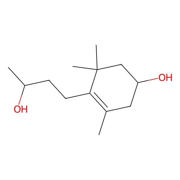 2D Structure of 4-(3-Hydroxybutyl)-3,5,5-trimethylcyclohex-3-en-1-ol 2D Structure of 4-(3-Hydroxybutyl)-3,5,5-trimethylcyclohex-3-en-1-ol
