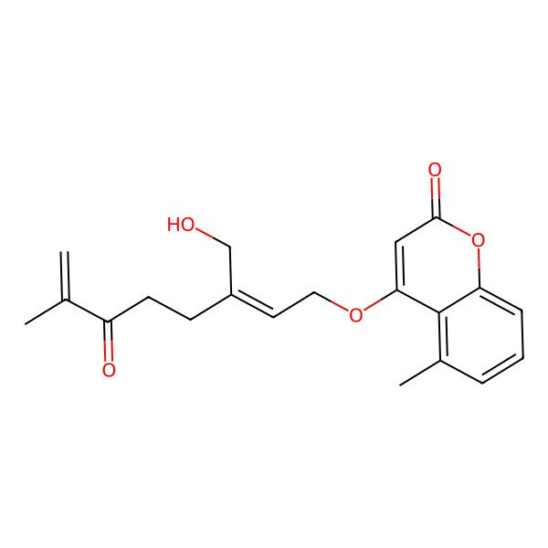 2D Structure of 4-[3-(Hydroxymethyl)-7-methyl-6-oxoocta-2,7-dienoxy]-5-methylchromen-2-one