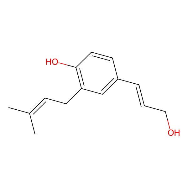 2D Structure of 4-(3-Hydroxyprop-1-enyl)-2-(3-methylbut-2-enyl)phenol 2D Structure of 4-(3-Hydroxyprop-1-enyl)-2-(3-methylbut-2-enyl)phenol