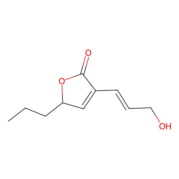 2D Structure of 4-(3-hydroxyprop-1-enyl)-2-propyl-2H-furan-5-one