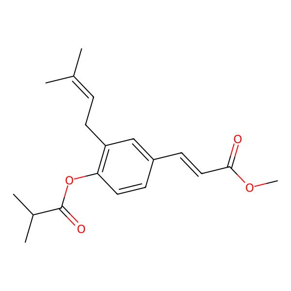 2D Structure of [4-(3-Methoxy-3-oxoprop-1-enyl)-2-(3-methylbut-2-enyl)phenyl] 2-methylpropanoate