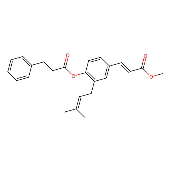 2D Structure of [4-(3-Methoxy-3-oxoprop-1-enyl)-2-(3-methylbut-2-enyl)phenyl] 3-phenylpropanoate