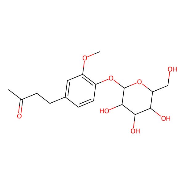 2D Structure of 4-[3-methoxy-4-[(2S,3R,4R,5S,6R)-3,4,5-trihydroxy-6-(hydroxymethyl)oxan-2-yl]oxyphenyl]butan-2-one