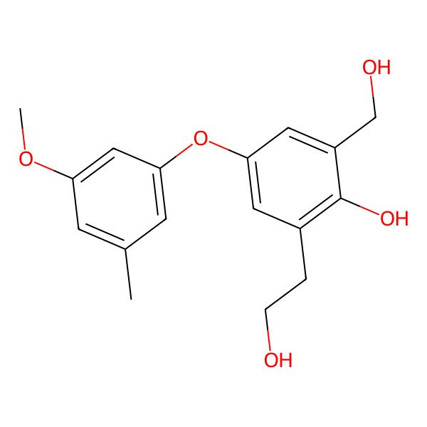 2D Structure of 4-(3-Methoxy-5-methylphenoxy)-2-(2-hydroxyethyl)-6-(hydroxymethyl)phenol