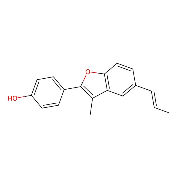 2D Structure of 4-(3-Methyl-5-prop-1-enyl-1-benzofuran-2-yl)phenol