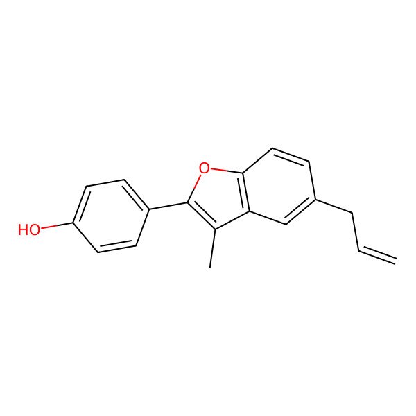 2D Structure of 4-(3-Methyl-5-prop-2-enyl-1-benzofuran-2-yl)phenol