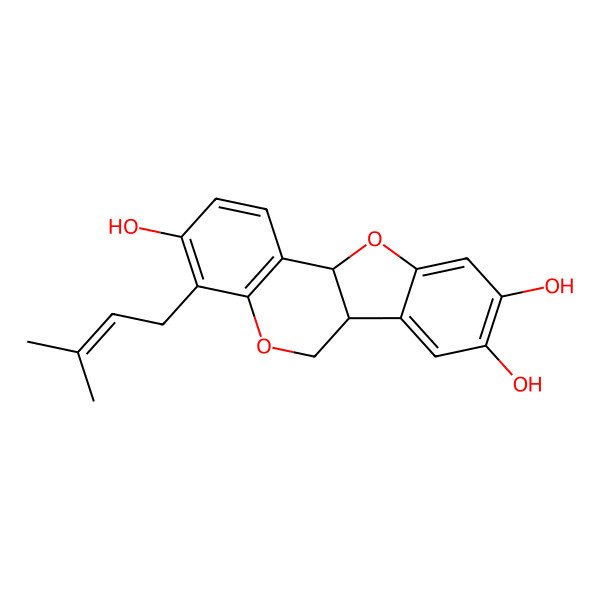2D Structure of 4-(3-methylbut-2-enyl)-6a,11a-dihydro-6H-[1]benzofuro[3,2-c]chromene-3,8,9-triol