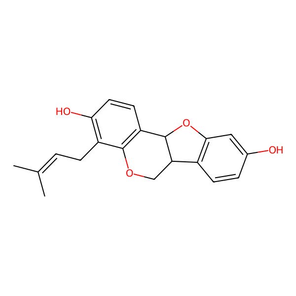 2D Structure of 4-(3-methylbut-2-enyl)-6a,11a-dihydro-6H-[1]benzofuro[3,2-c]chromene-3,9-diol