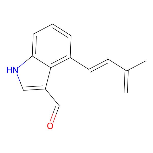 2D Structure of 4-(3-methylbuta-1,3-dienyl)-1H-indole-3-carbaldehyde
