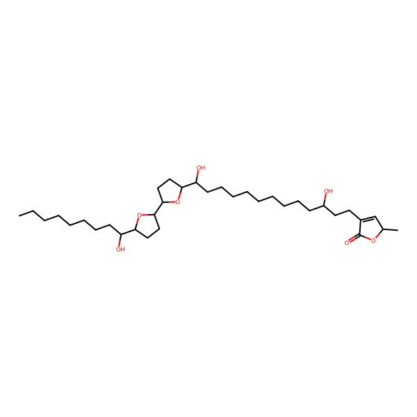2D Structure of 4-[3,13-dihydroxy-13-[5-[5-(1-hydroxynonyl)oxolan-2-yl]oxolan-2-yl]tridecyl]-2-methyl-2H-furan-5-one