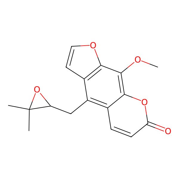 2D Structure of 4-[(3,3-Dimethyl-2-oxiranyl)methyl]-9-methoxy-7H-furo[3,2-g][1]benzopyran-7-one