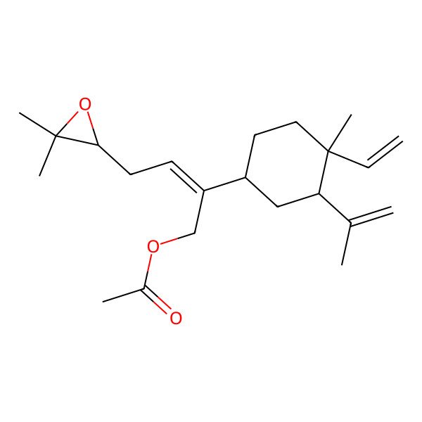 2D Structure of [4-(3,3-Dimethyloxiran-2-yl)-2-(4-ethenyl-4-methyl-3-prop-1-en-2-ylcyclohexyl)but-2-enyl] acetate