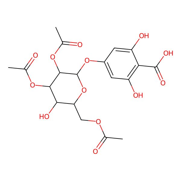 2D Structure of 4-[3,4-Diacetyloxy-6-(acetyloxymethyl)-5-hydroxyoxan-2-yl]oxy-2,6-dihydroxybenzoic acid