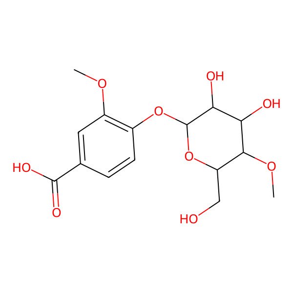 2D Structure of 4-[3,4-Dihydroxy-6-(hydroxymethyl)-5-methoxyoxan-2-yl]oxy-3-methoxybenzoic acid