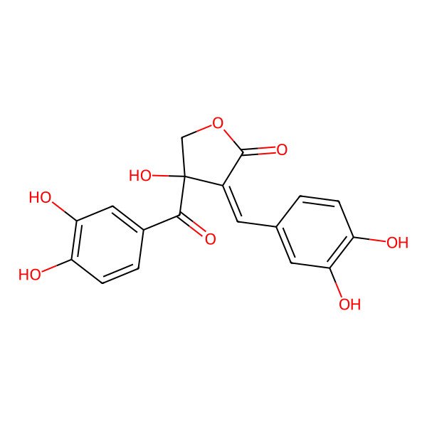 2D Structure of 4-(3,4-Dihydroxybenzoyl)-3-[(3,4-dihydroxyphenyl)methylidene]-4-hydroxyoxolan-2-one