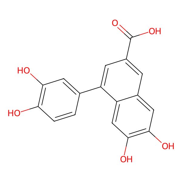 2D Structure of 4-(3,4-Dihydroxyphenyl)-6,7-dihydroxynaphthalene-2-carboxylic acid