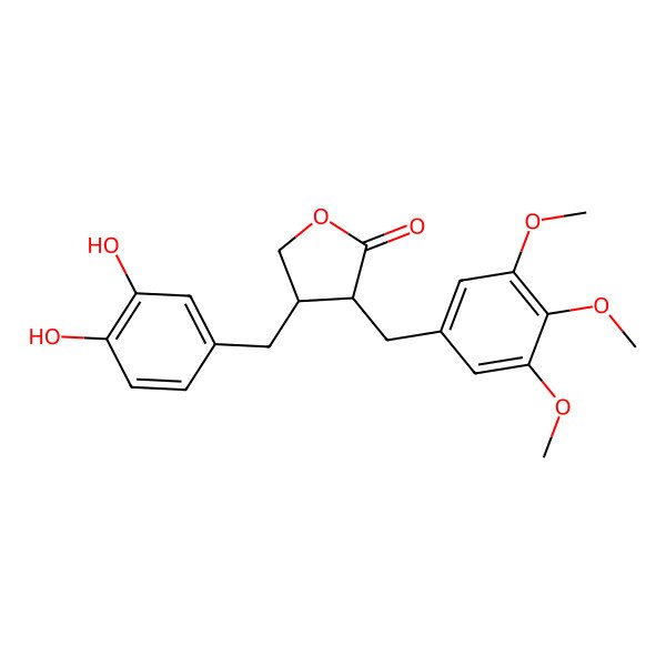 2D Structure of 4-[(3,4-Dihydroxyphenyl)methyl]-3-[(3,4,5-trimethoxyphenyl)methyl]oxolan-2-one