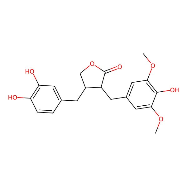 2D Structure of 4-[(3,4-Dihydroxyphenyl)methyl]-3-[(4-hydroxy-3,5-dimethoxyphenyl)methyl]oxolan-2-one