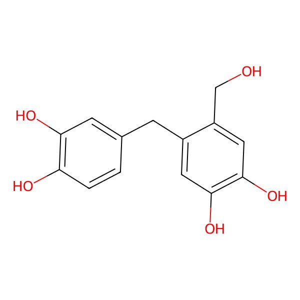 2D Structure of 4-[(3,4-Dihydroxyphenyl)methyl]-5-(hydroxymethyl)benzene-1,2-diol