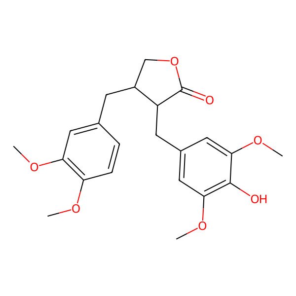 2D Structure of 4-(3,4-Dimethoxybenzyl)-3-(4-hydroxy-3,5-dimethoxybenzyl)dihydro-2(3H)-furanone