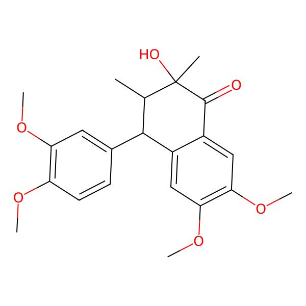 2D Structure of 4-(3,4-Dimethoxyphenyl)-2-hydroxy-6,7-dimethoxy-2,3-dimethyl-3,4-dihydronaphthalen-1-one 2D Structure of 4-(3,4-Dimethoxyphenyl)-2-hydroxy-6,7-dimethoxy-2,3-dimethyl-3,4-dihydronaphthalen-1-one