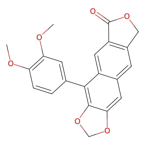 2D Structure of 4-(3,4-dimethoxyphenyl)-8H-[2]benzofuro[5,6-f][1,3]benzodioxol-6-one