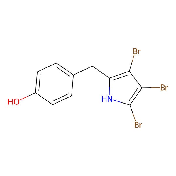2D Structure of 4'-((3,4,5-tribromo-1H-pyrrol-2-yl)methyl)phenol