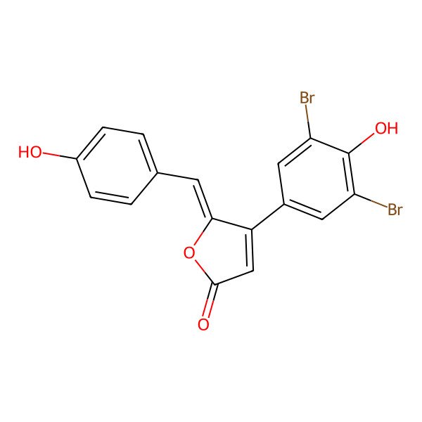 2D Structure of 4-(3,5-Dibromo-4-hydroxyphenyl)-5-[(4-hydroxyphenyl)methylidene]furan-2-one