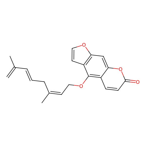 2D Structure of 4-(3,7-Dimethylocta-2,5,7-trienoxy)furo[3,2-g]chromen-7-one