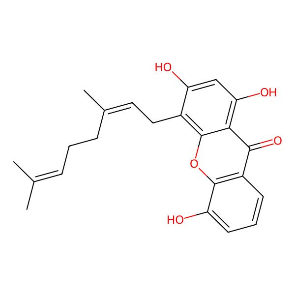 2D Structure of 4-(3,7-Dimethylocta-2,6-dien-1-YL)-1,3,5-trihydroxy-9H-xanthen-9-one